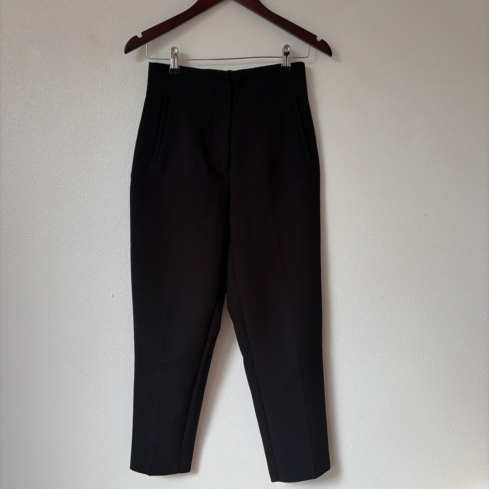 Zara | Black high-waisted straight-leg Trousers
